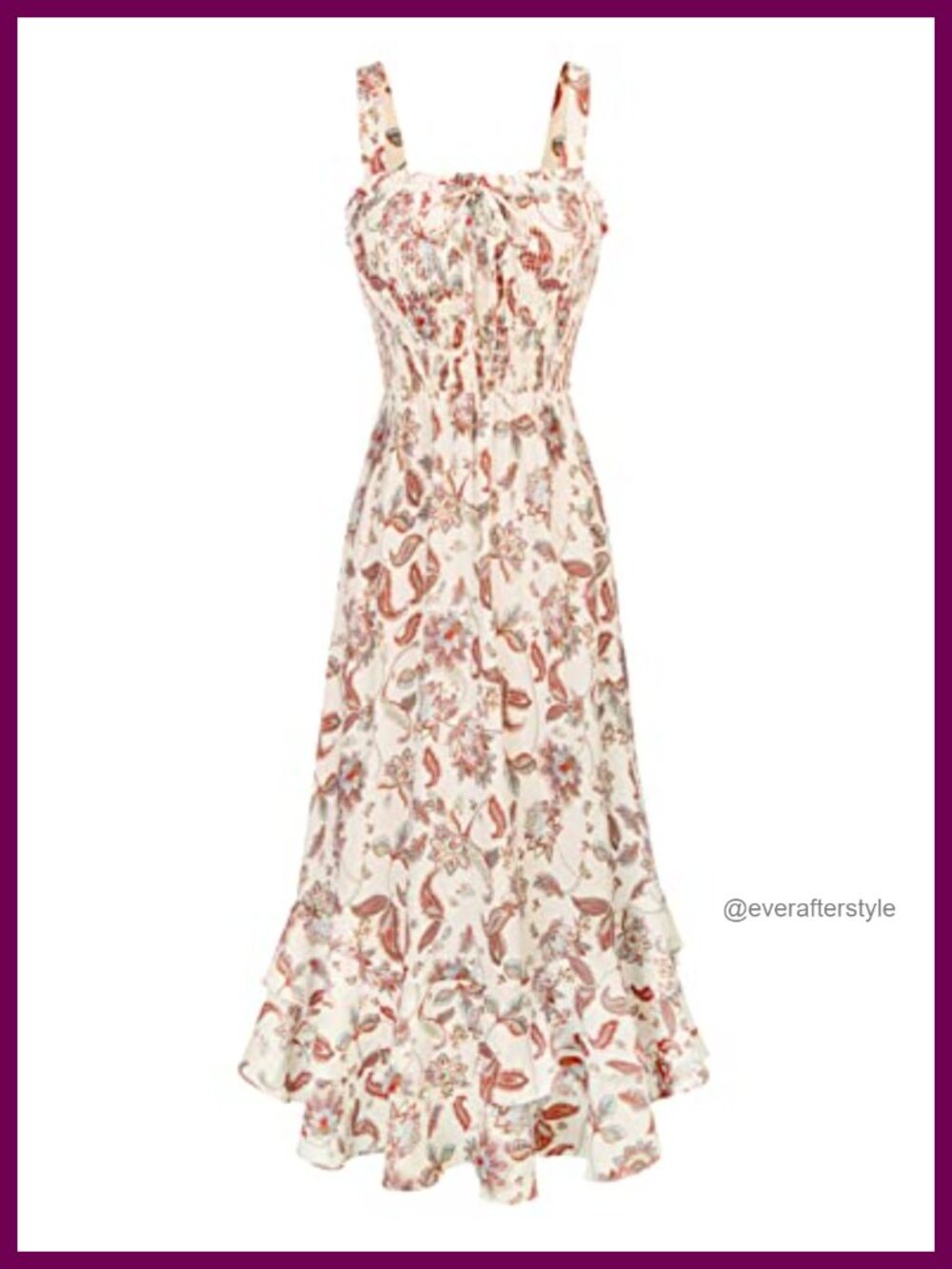 Vintage Style Floral Maxi Dress with Smocked Back